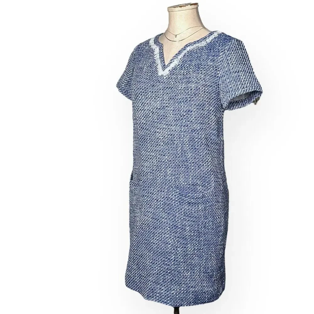 KATE SPADE Tweed Sheath Mini Dress Blue Career Office Cocktail Classic Preppy 4